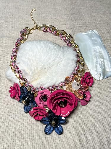 Flower Bib Statement Necklace Chunky Flower Statement Necklace Drama Bib Collar Jewelry Set for Women Prom Party Jewelry4