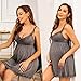 Avidlove Sleepwear for Women V Neck Nightgown Babydoll Lingerie Lace Chemises Full Slip Nightwear Dress Light Grey