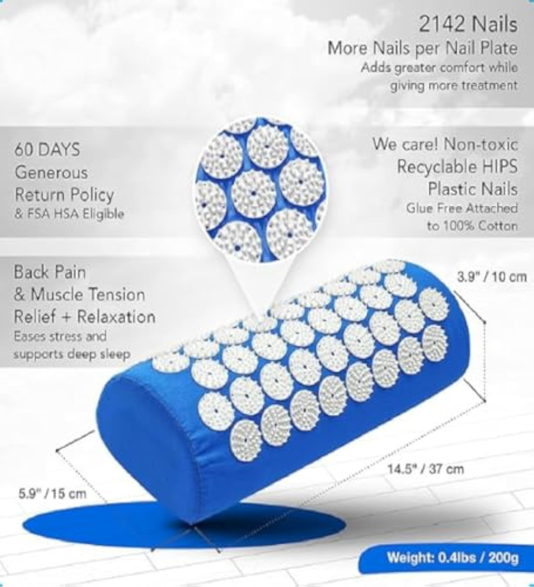 Ncry Acupressure Mat Set for Neck and Back Pain