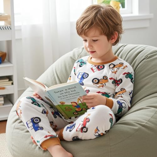 PATPAT Kids 2 Pieces Pajama Sets with Bamboo Viscose,Snug Fit Pjs for Boys,All-Season Comfort Sleepwear, Ages 2-12 Years3