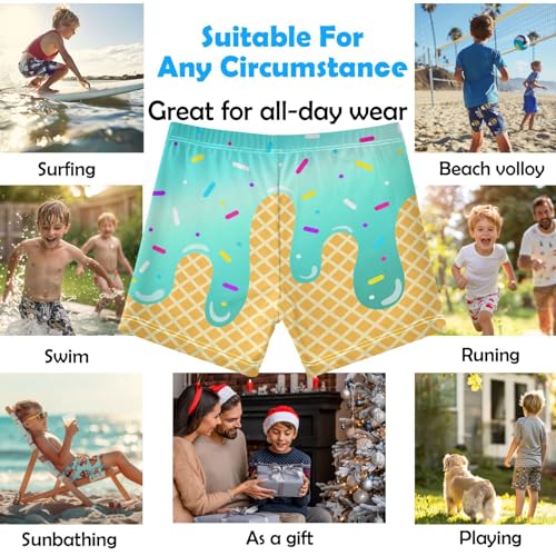 Boys Swim Trunks Quick Dry Kids Bathing Suit Mint White Ice Cream Toddler Swim Shorts Boardshorts Swimwear 3t2