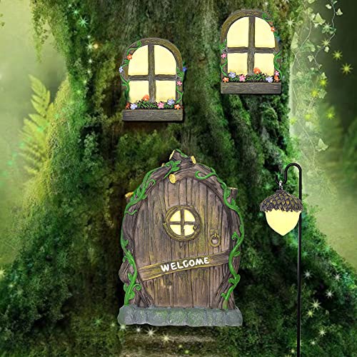 Angelkiss 7 Stück Feentür Harzmaterial Wichteltür Outdoor Im Dunkeln...