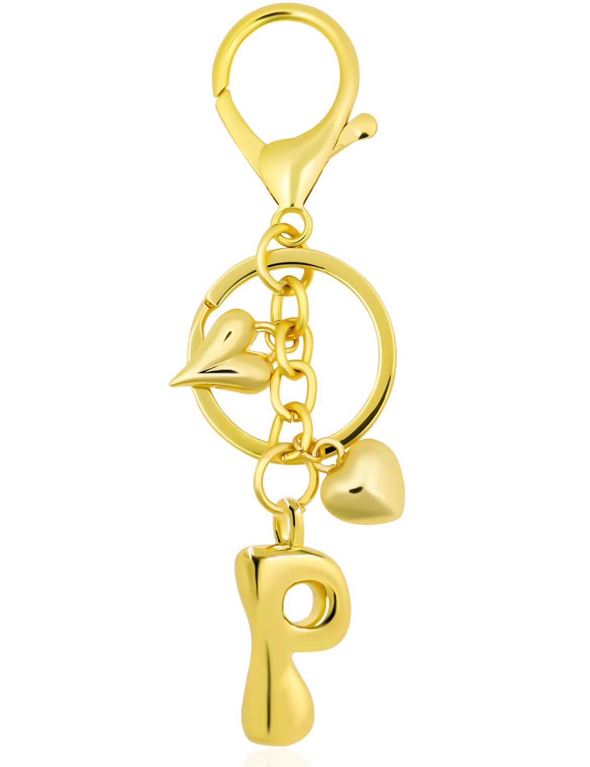 UniCrena Gold Initial Letter Keychain for Women, Cute Bubble Heart Bag Charms Purse Handbag Accessories Gifts