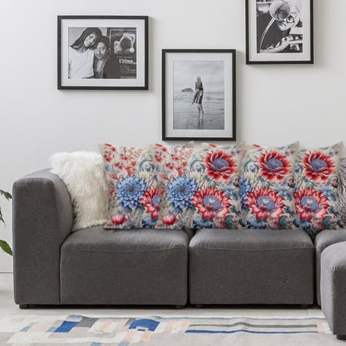 Housse de coussin avec fermeture éclair invisible à fleurs 40x40 - 4