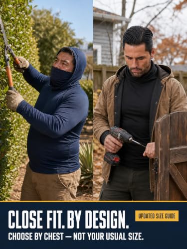 Image of 3 Pack Mens Sun Protection Fishing Hoodie with Face Mask UPF 50+ Long Sleeve Compression Work Shirt Quick Dry