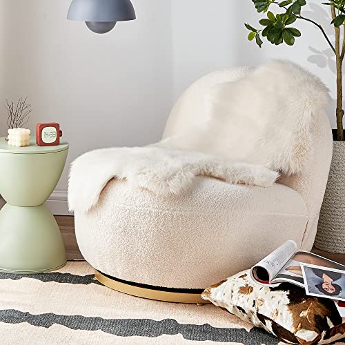 Image of CosyCo Faux Fur Sheepskin Rug, Soft Plush Fluffy Fuzzy Area Beside Throw Rug, Decorative Luxury Chair Seat Cover for Bedroom, Couch, Office, Living Room, Floor, Home Decor, 2x3.7ft, White