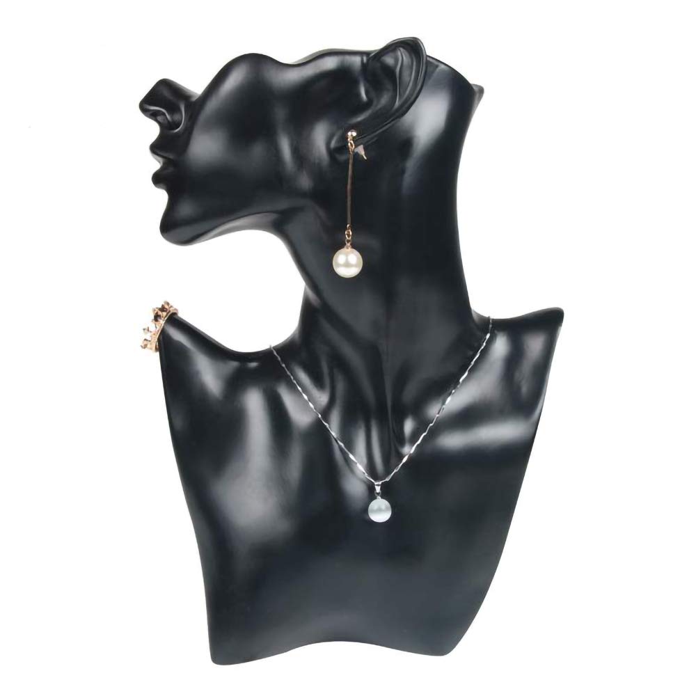 Homeanda Jewellery Mannequin Bust Mannequin Head Bust Stand Necklace Earring Holder Jewellery Set Organizer Model Shop Jewellery Display Rack Show Earring Hanging Organizer (Black)