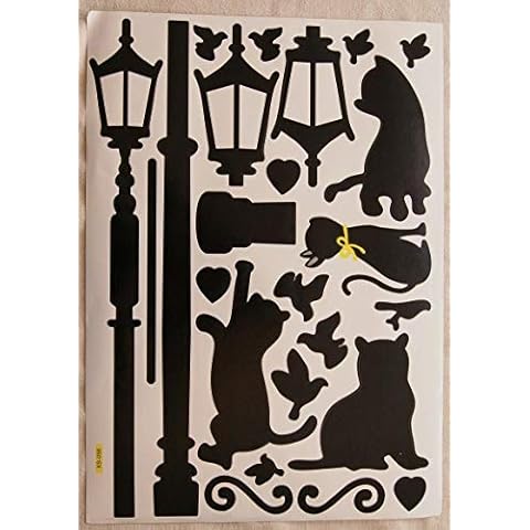 e-baby-store Cat Lamp Post Lampost Love Wall, Furniture Stickers For Nursery, Childrens, Baby, Childs, Kids, Boys, Girls, Bedroom, Playroom. Decals, Stickarounds, Murals, Wallpaper, Adhesives Cover