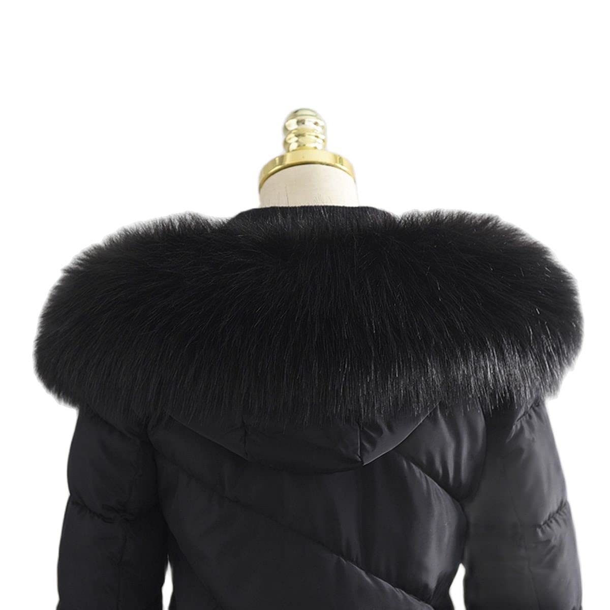 RedEagle Bufanda de piel Cuello de piel real desmontable Mujeres Collares de piel de mapache Abrigos para el cuello Capucha Collares unisex negro
