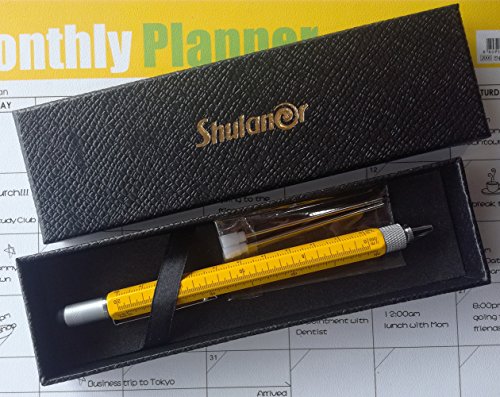 Shulaner 6 in 1 Multifunction Tech Tools 0.7mm Black Ink Ballpoint Pen with Ruler Level Stylus and Two-Head Screwdriver for Men or Women Pack of 4 - Thumbnail 3