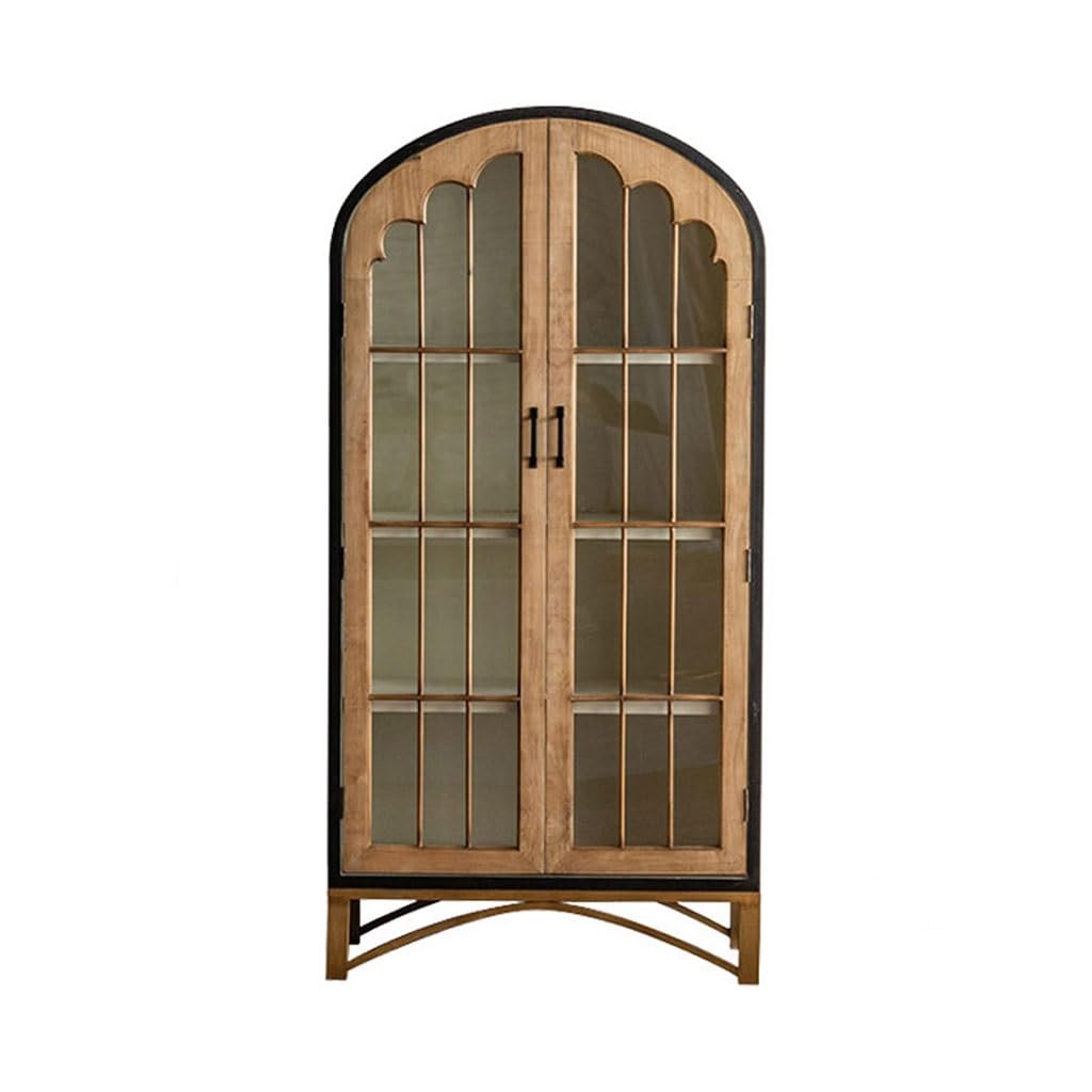 Kaffeebarschrank Retro-Eingangsschrank, Gewölbter Arbeitszimmerschrank, Hotel-Weinschrank, Mehrschichtiger Lagerschrank Buffetschrank mit Stauraum(B,M:80CMX40CMX161CM)
