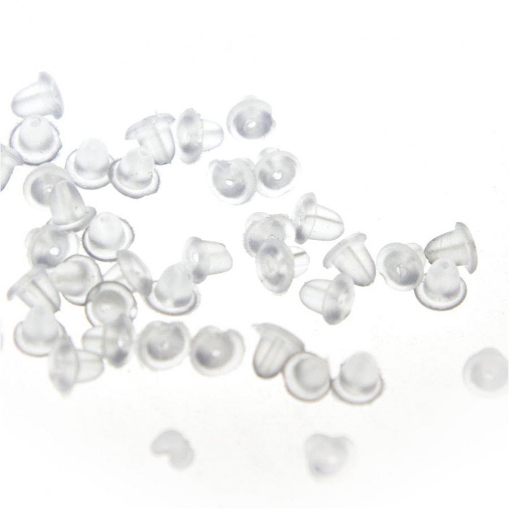 Fermagli Per Orecchini A Farfalla In Plastica Trasparente: 50 Pezzi, Foro 0,7 Mm, Chiusure Di Ricambio Per Orecchini A Perno - 5