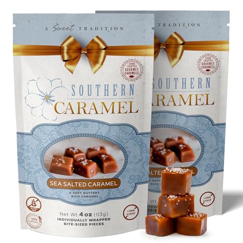 Southern Caramel Sea Salted Caramels, Rich, Handcrafted, 4 oz (Pack of 2)
