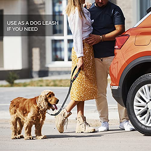 Dog Seat Belt Harness For Car - 2-In-1 Leash And Restraint Secures To Headrest. Adjustable Bungee, Strong, Durable, 360 Degree Swivel Attach Won't Twist, Reflective, Easy To Use (Black, 1Pack) #TOP3