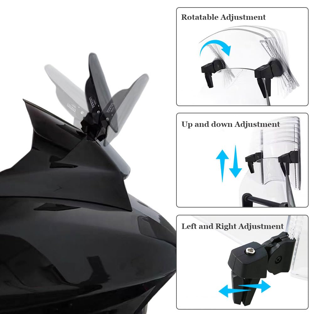 Deflettore Parabrezza Moto Spoiler Parabrezza per Moto per Kymco Xciting Scooter, Deflettore Antivento per Parabrezza Deflettore d'Aria per Moto,S Gray