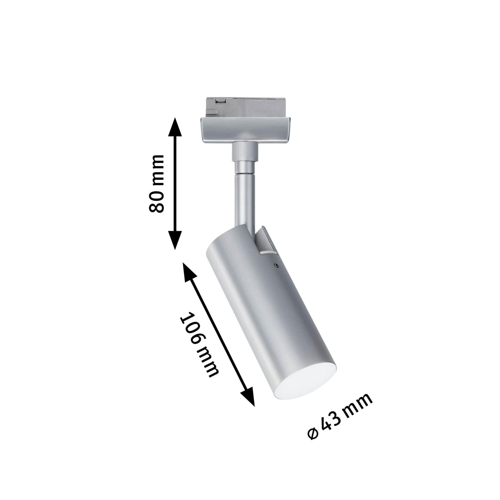 Paulmann 96800 URail Spot sur rail LED Tubo Spot simple 234 lm 4,5 W 4000 K 230 V chrome mat Système de rail URail