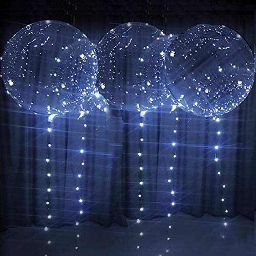White LED Balloons Light up Bobo Party Balloons DIY kit-Clear Cold White LED Balloons for Helium or Air (cold white, 6 pack)