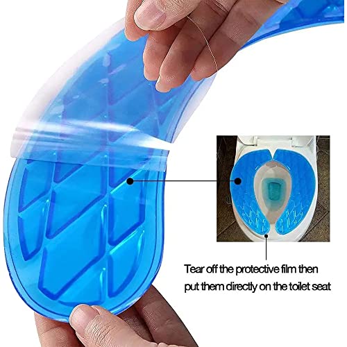 HJJ Universal-Toilettensitzabdeckung, waschbares Gel-Toilettensitzkissen mit Selbstklebendem Design, Schutz für den Toilettensitz, für Haushalt, Bad und Reisen, blau – Bild 3