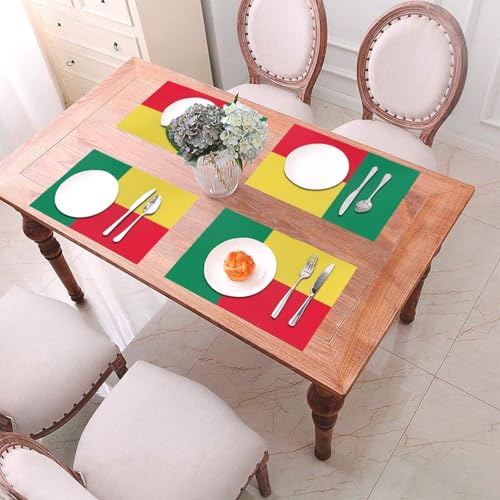 Sets de table haut de gamme vinyle tissé drapeau Bénin isolation table - 6
