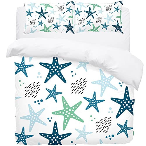 Parure de lit Starfish Ocean Sea housse de couette microfibre et taies d'oreiller