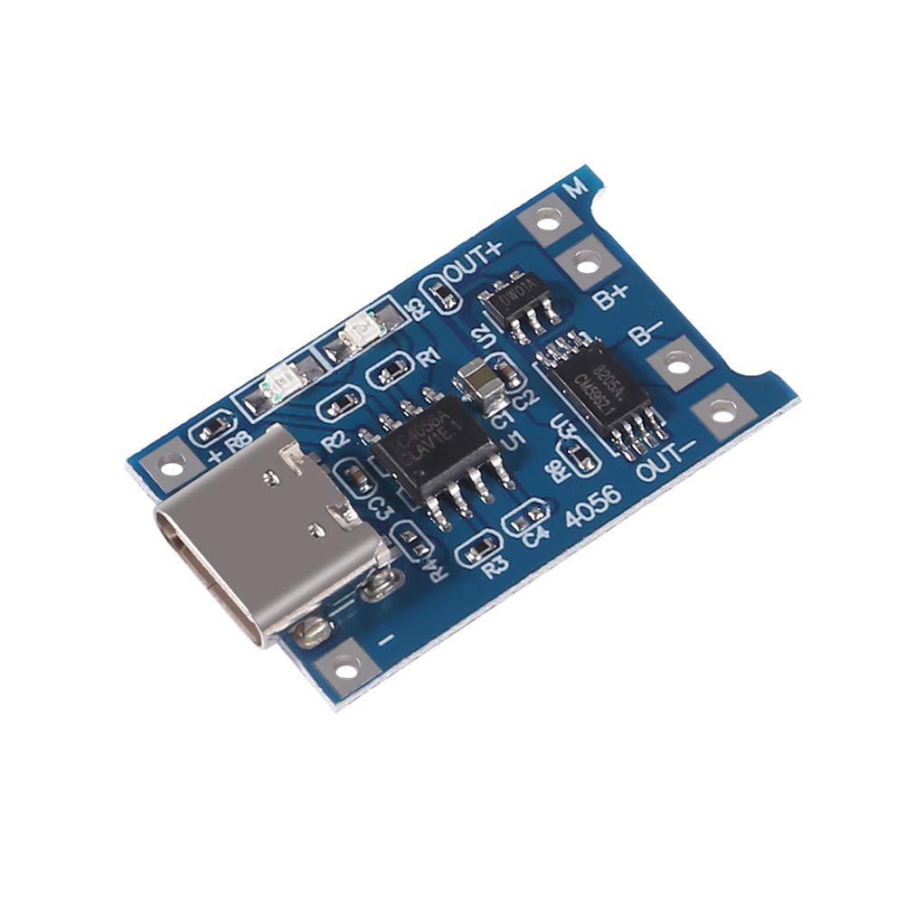 TP4056 Tipo-C USB 5V 1A 18650 Módulo cargador de batería de litio con función de doble protección + 10 soportes de batería 18650