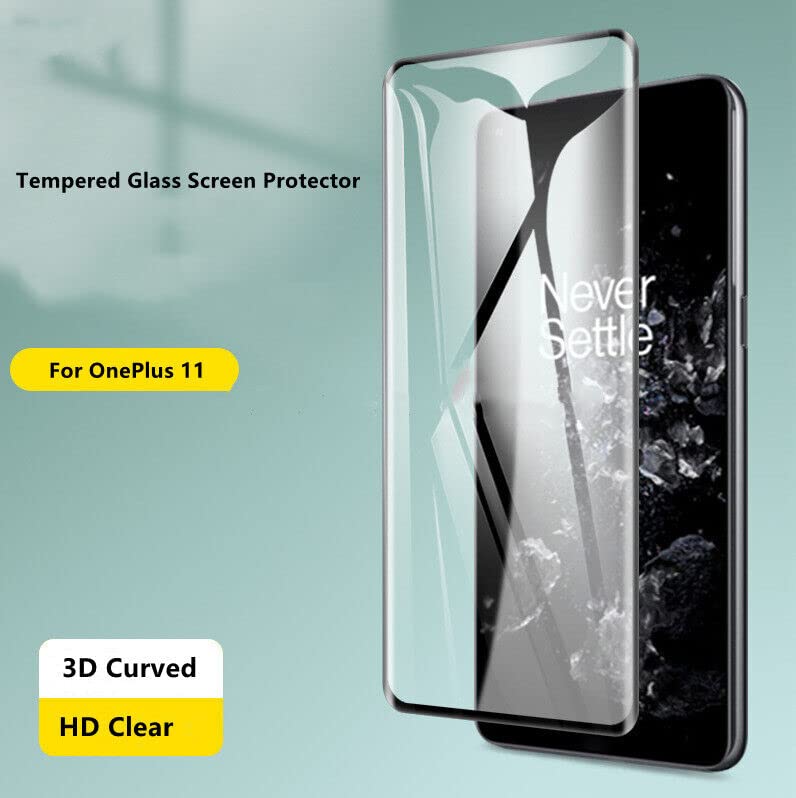 Image of For Oneplus 11 5G Tempered Glass Front Full Glue Screen Protector Full Screen Coverage [Edge to Edge] Slim Tempered Glass 9H Hardness Protector For Oneplus 11 5G Black