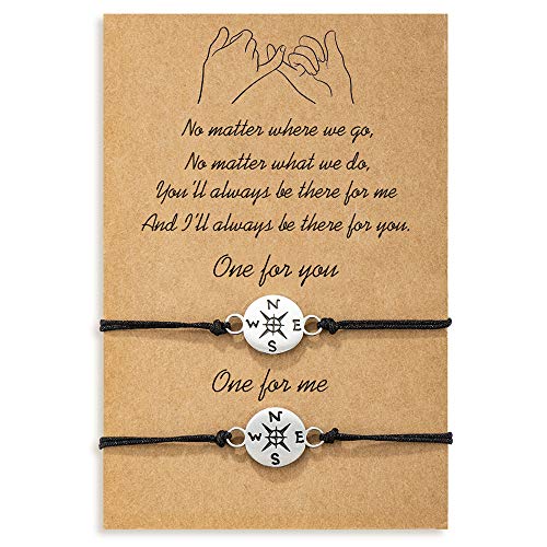 MANVEN Pinky Promise Bracelet Compass Wishes Matching String Long Distance BFF Bracelets