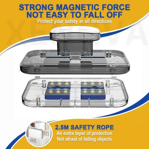 Image of Magnetic Window Glass Cleaner | Doublefaced Glass Cleaner | Double-Side Glazed Two Sided Wiper with 2 Extra Cleaning Cotton Squeegee Washing Equipment Household Magnet | (Square Window)