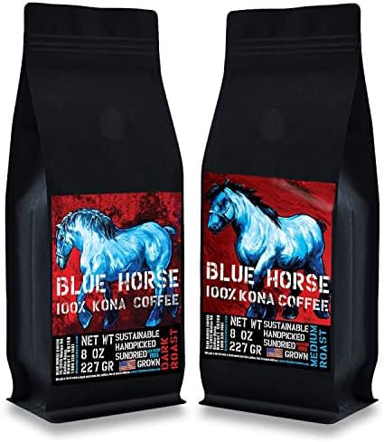 100% Kona Coffee 2-Pack: Medium Roast 8oz and Dark Roast 8oz, Whole Beans