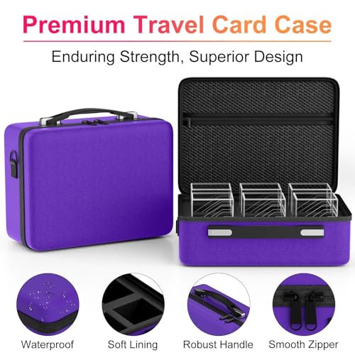 Image of Proijeut Card Deck Box with Portable Case, 6 Pack Clear Commander Deck Box with 6 Dividers, Holds 600+ Double Sleeved Cards, Fit for MTG, YuGiOh, TCG (Purple)
