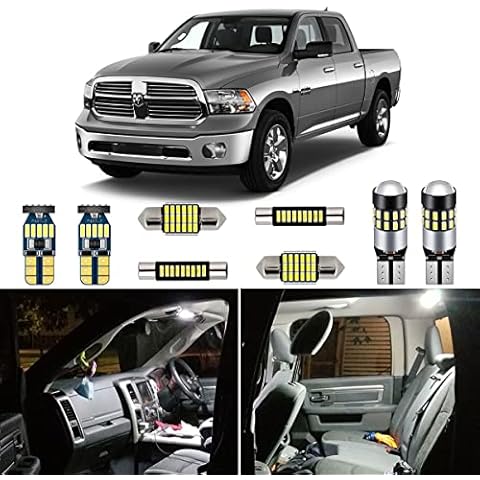 AUTOGINE 12 Piece White Interior LED Lights Kit for Dodge Ram 2009 2010 2011 2012 2013 2014 2015 2016 2017 2018 Super Bright 6000K Interior LED Light Bulbs Package + Install Tool Cover