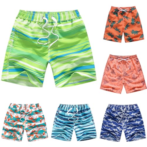 Summer Boys Swim Trunks Lightweight Quic Dry Drawstring Swimwear Breathable Elastic Waist Board Shorts with Pockets