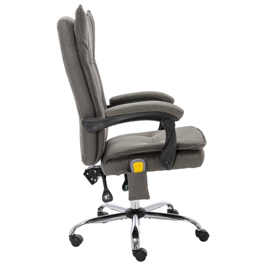 Sedia da ufficio massaggiante in tessuto grigio, regolabile in altezza, con funzione riscaldante e massaggio per schiena e vita, ergonomica, con ruote, ideale come sedia da scrivania per