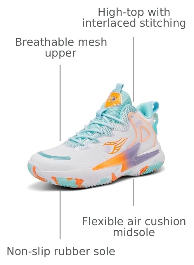 Image of Basketball Shoes for Womens Mens Fashion Comfortable Volleyball Sneakers Breathable High Top Non Slip Outdoor Sport Woman Man Shoe