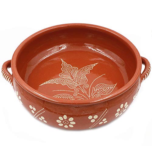 Ceramica Edgar Picas Traditional Portuguese Hand-painted Vintage Clay Cazuela Terracotta Cooking Pot (N.6 13.75 Diameter)