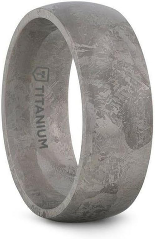 Thorsten Mens Domed Titanium with Meteorite Pattern Wedding Ring - 8mm Wide - Style name: MAGELLANIC