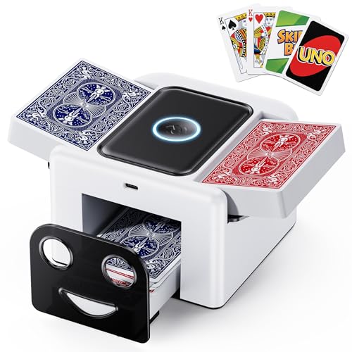 Image of Automatic Card Shuffler for 1-2 Deck (Gen 3) - Rechargeable 2000mAh Card Shuffler Machine with Smart Auto-Stop & Quiet Motor, Anti-Jam 5D Silicone Rollers for Poker, UNO, Skip-Bo, Phase 10 & Canasta