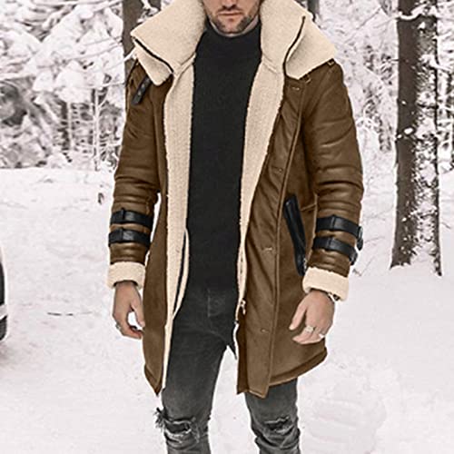 Mens Fur Coat Men's Leather Jacket Black Fur Jacket Fall Jacket Hoodies for Men Graphic Dress Coats for Men 3/4 Length Winter Coats for Men2
