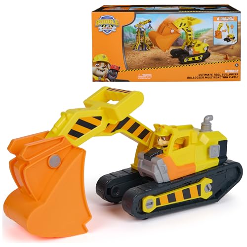 Rubble & Crew Rubble's Ultimate Tool Bulldozer Vehicle, Toy Truck with Action Figure, PAW Patrol Kids Toys for Boys & Girls Ages 3 and Up