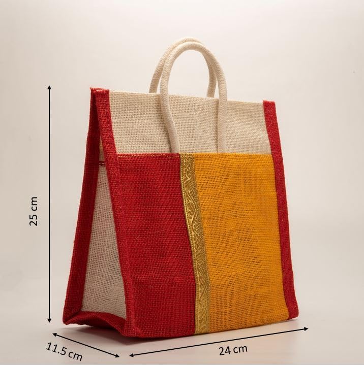 Image of Soman Jute Thamboolam Bags for Return Gifts Multicolour Combo - Pack of 10 bags