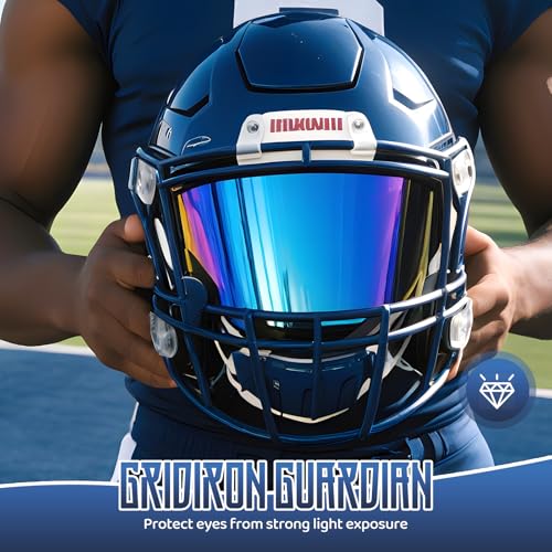 Image of 2 Pack Football Helmet Visors, Clear and Blue | Clear and blue visor set with two hardware kits for game and practice rotation