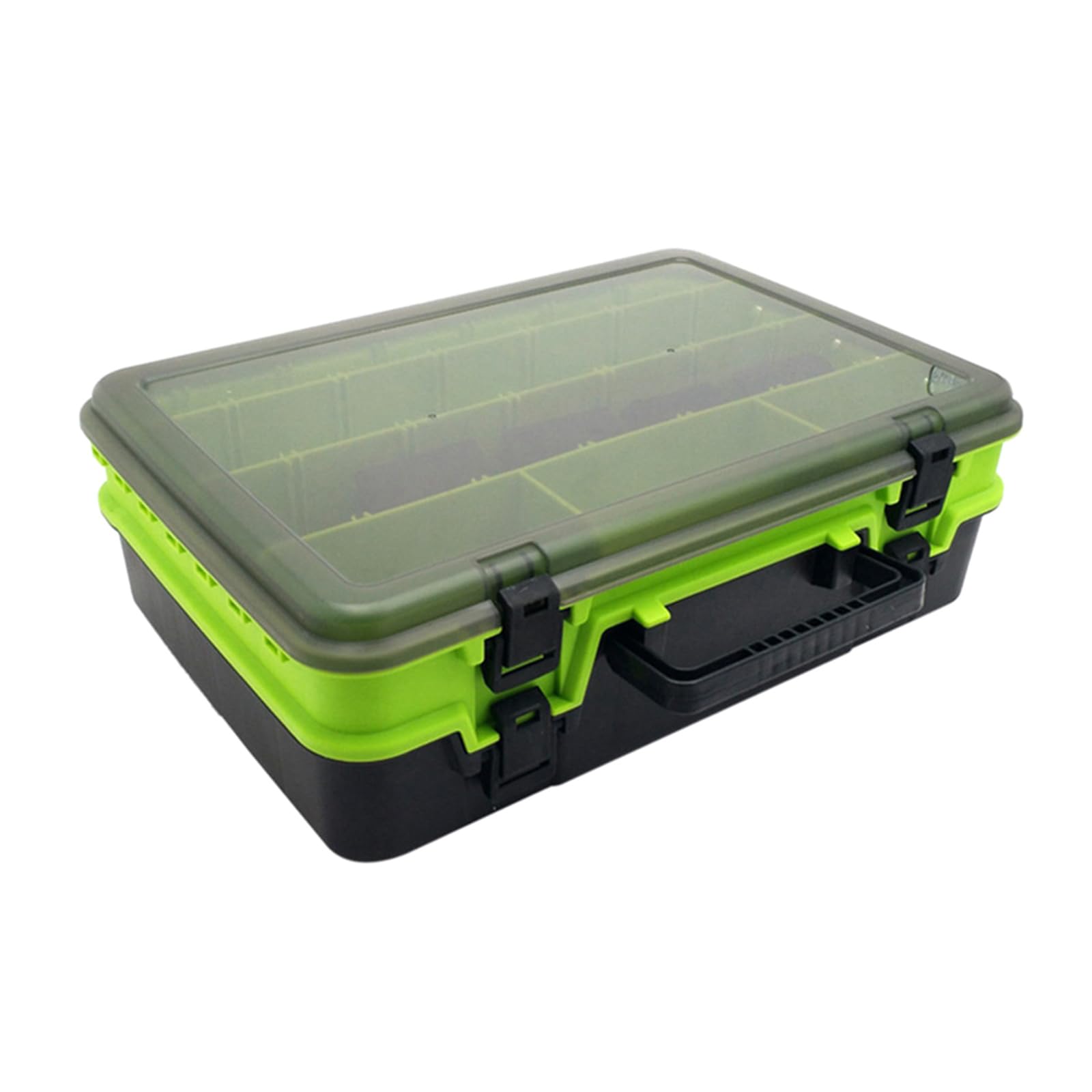 Caja de aparejos de pesca con ganchos de almacenamiento, caja organizadora transparente ajustable divisores terminales, caja de aparejos