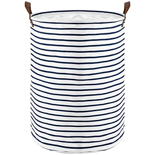 DOKEHOM 18-Inches Freestanding Laundry Basket with Lid, Collapsible Large Drawstring Clothes Hamper Storage with Handle (Blue Stripe, M) - Cosy Home Interiors DOKEHOM 18-Inches Freestanding Laundry Basket with Lid, Collapsible Large Drawstring Clothes Hamper Storage with Handle (Blue Stripe, M) - Image 9