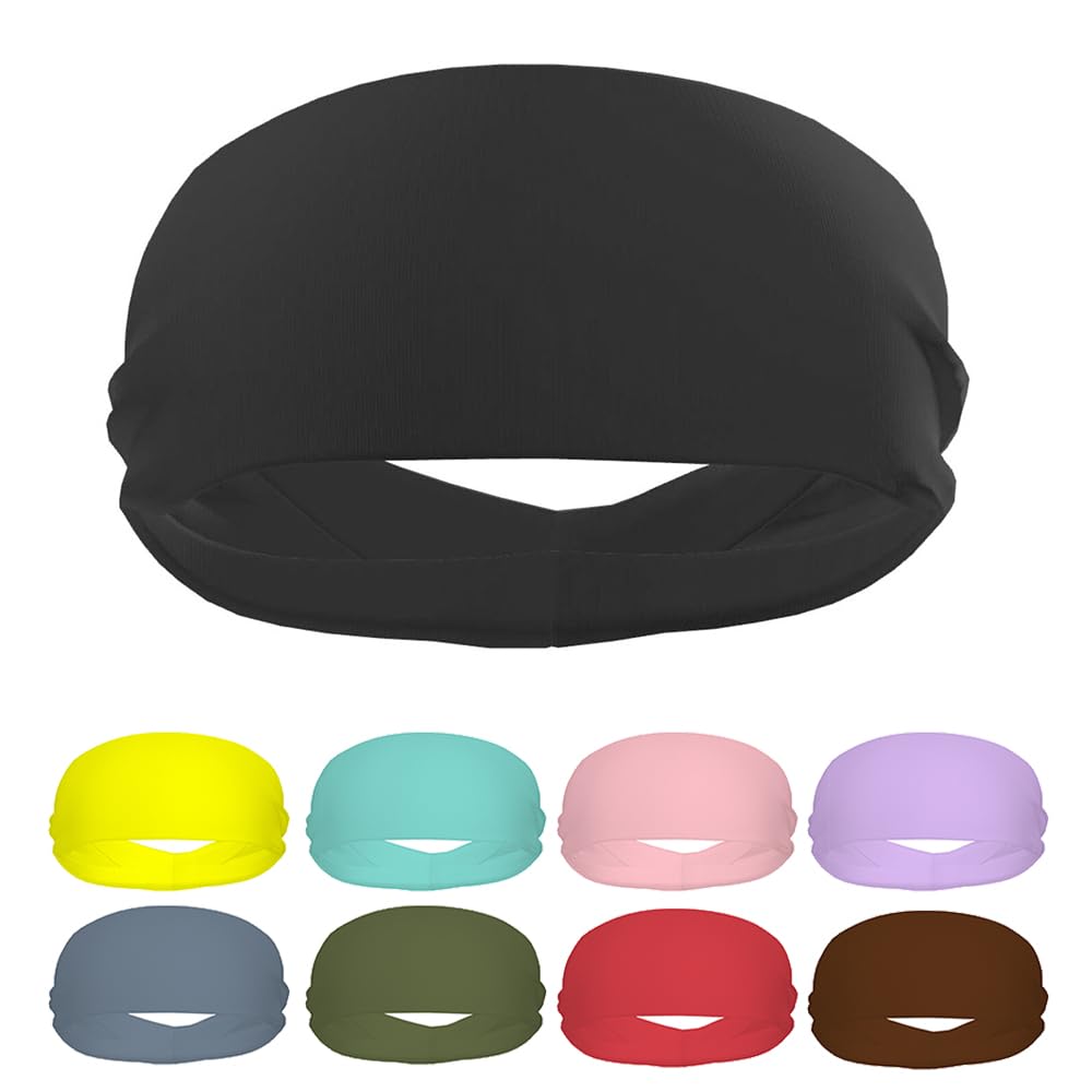KMITBPN Custom Sport Headbands for Men Women Custom Logo Photo Sweatband Personalized Stretchy No Slip Hair Band for Gym, Yoga, Running, Cycling, Basketball, Football Accessories, Solid Black-picture-10