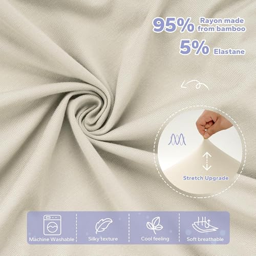 Image of FUNUPUP Baby Lounger Cover Only Rayon Derived from Bamboo, Khaki | Removable Elastic, Soft Breathable, Easy On /Off Change, Machine Washable