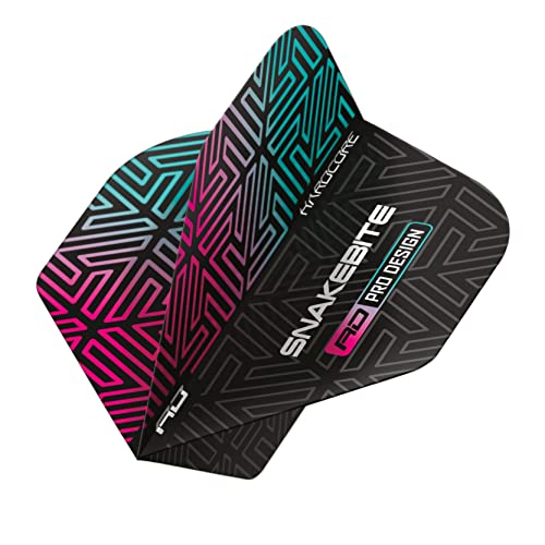 RED DRAGON Peter Wright Snakebite Hardcore Premium Black & Rainbow Dart Flights - 3 Sets Per Pack (9 Dart Flights in total) - Image 2