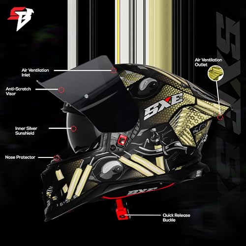 Image of Steelbird SBH-61 SXE X2 Pinlock ISI and Dot Certified Full Face Helmet for Men and with Inner Silver Sunshield