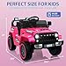 GAOMON 12V Kids Ride on Truck Car, 4 Wheeler Electric Vehicles with Remote Control, Spring Suspension, 3 Speeds, LED Lights, Music, MP3, Battery Powered Ride on Toy Gift for Boys Girls, Pink