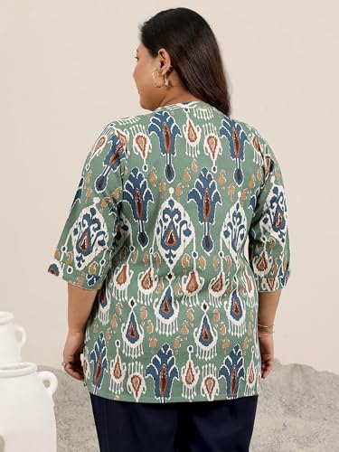 Image of Plus Size Printed Cotton Straight Kurti for Women