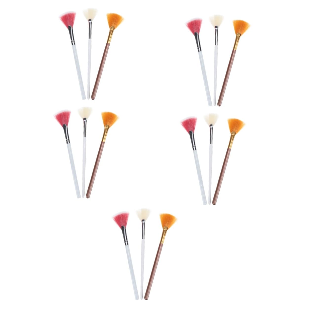 ABOOFAN 15pezzi Spazzole Fan-shaped Per Applicatori Per Illuminante e Blush Per Rosa Per Cosmetici